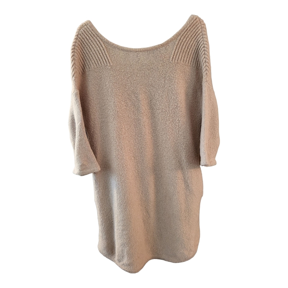 Free People Women's Elegant Off-the-Shoulder Beige Tunic Sweater Dress - Size XL